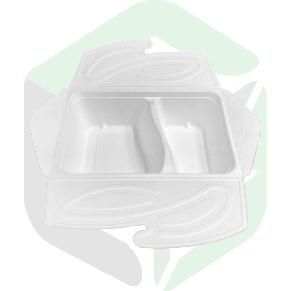 Compostable To-Go Boxes with Folding Lid 750ml_25oz_2 compartment