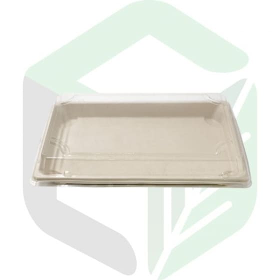 Enpak compostable trays Biocane Bagasse Large with Clear Lid BP-09