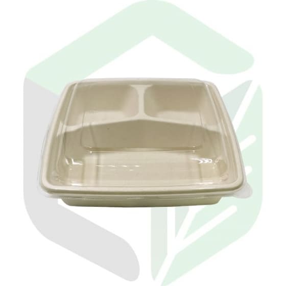 Enpak compostable food packaging square 1400ml 3 compartment CS-1400-3