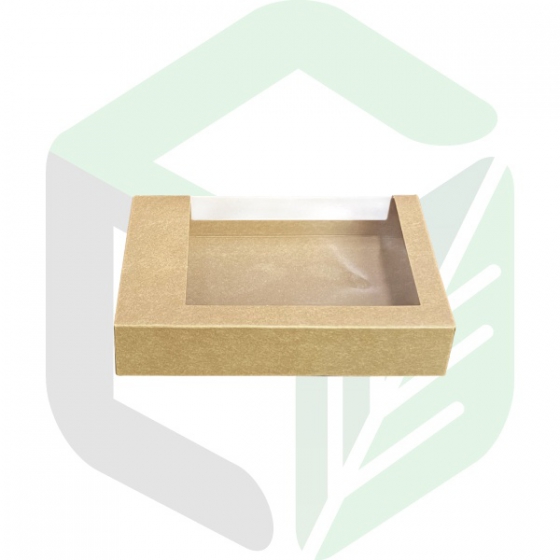 Paper Take-Out Boxes - 2 Windows - Rectangle - Kraft - 41oz