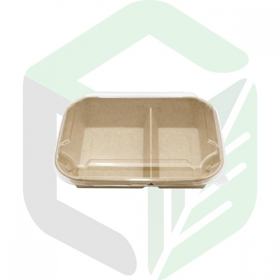 Kraft Paper Rectangular Boxes 1050ml_35oz_2 Compartments