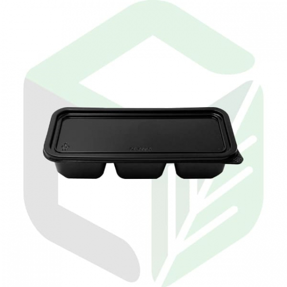 Microwavable PP Rectangular Side Dish Boxes _ 3 Compartments