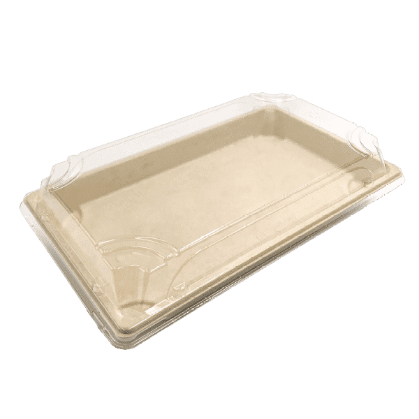 Enpak compostable trays Biocane Bagasse Large with Clear Lid BP-09