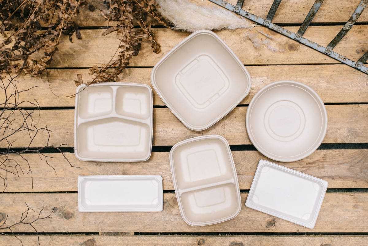 Enpak compostable trays Biocane Bagasse Rectangular with Lid BP-07